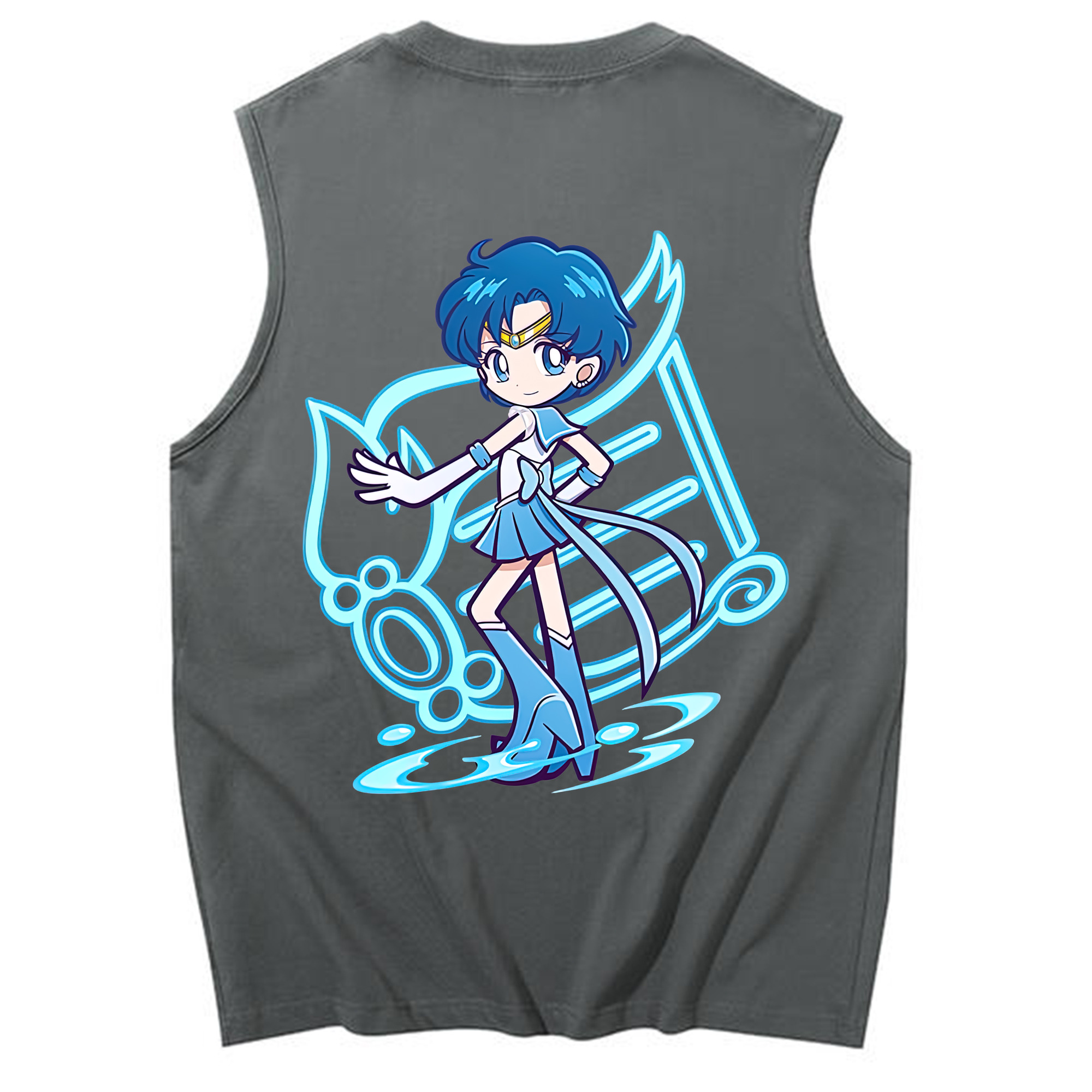（画像用） 美少女戦士セーラームーン 水野 亜美 みずの あみ Sailor Moon Mizuno Ami コットン100％タンクトップ（背面プリント）